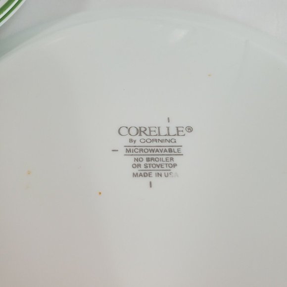 4 Corelle Fresh Cut 7.25" Bread Salad Dessert Plates Tulips green edge trim - Picture 4 of 7
